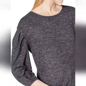 Daily Ritual NEW Pima Cotton Modal Heathered Gray Knit Poof 3/4 Sleeve Top XL
